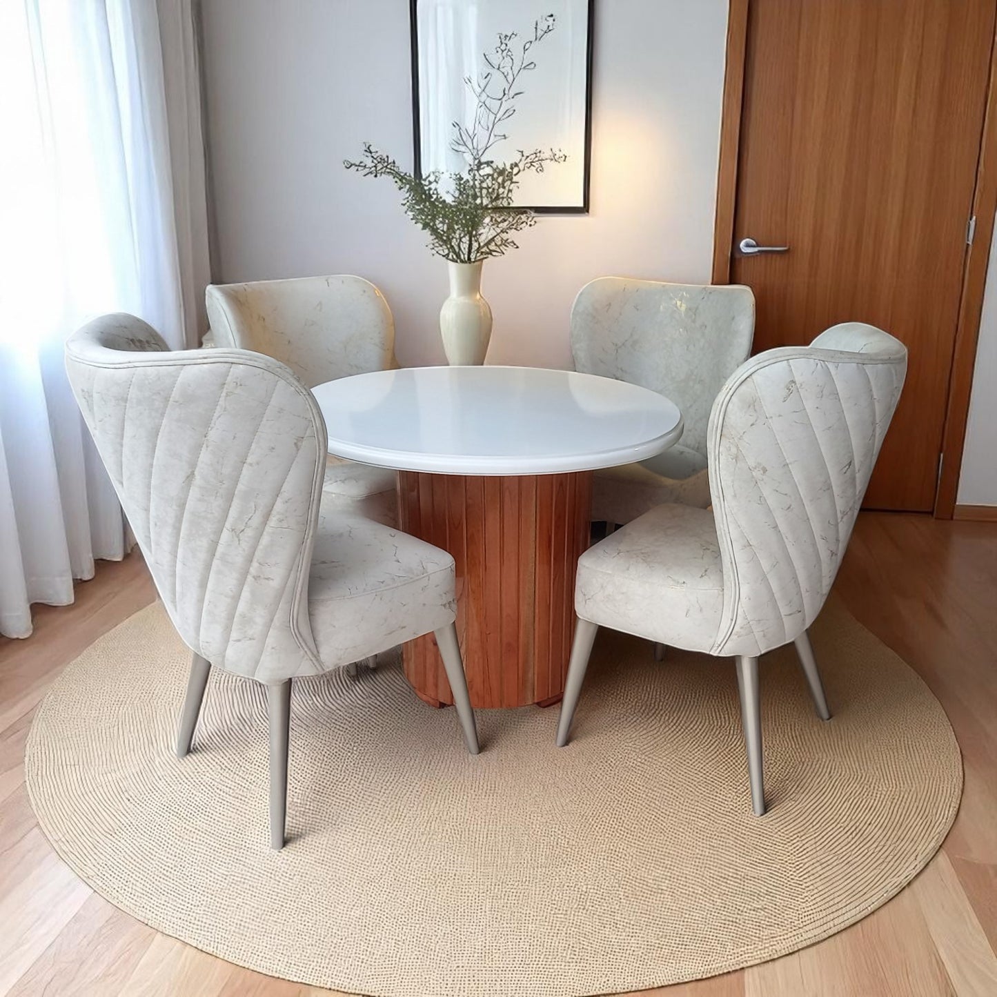 Comedor Bochelli con Mesa Redonda – Estilo Nórdico y Elegancia Atemporal