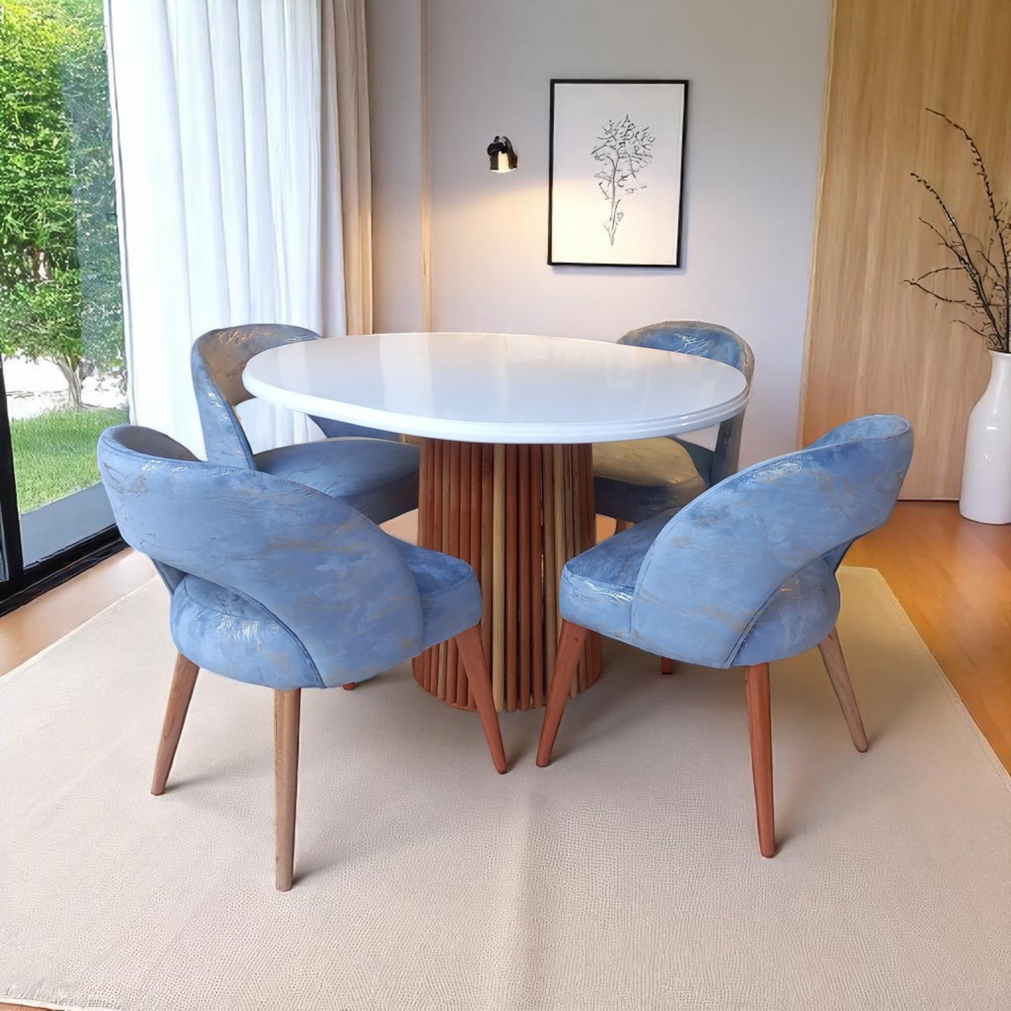 Comedor Grecia con Mesa Redonda – Diseño Nórdico y Estética Atemporal