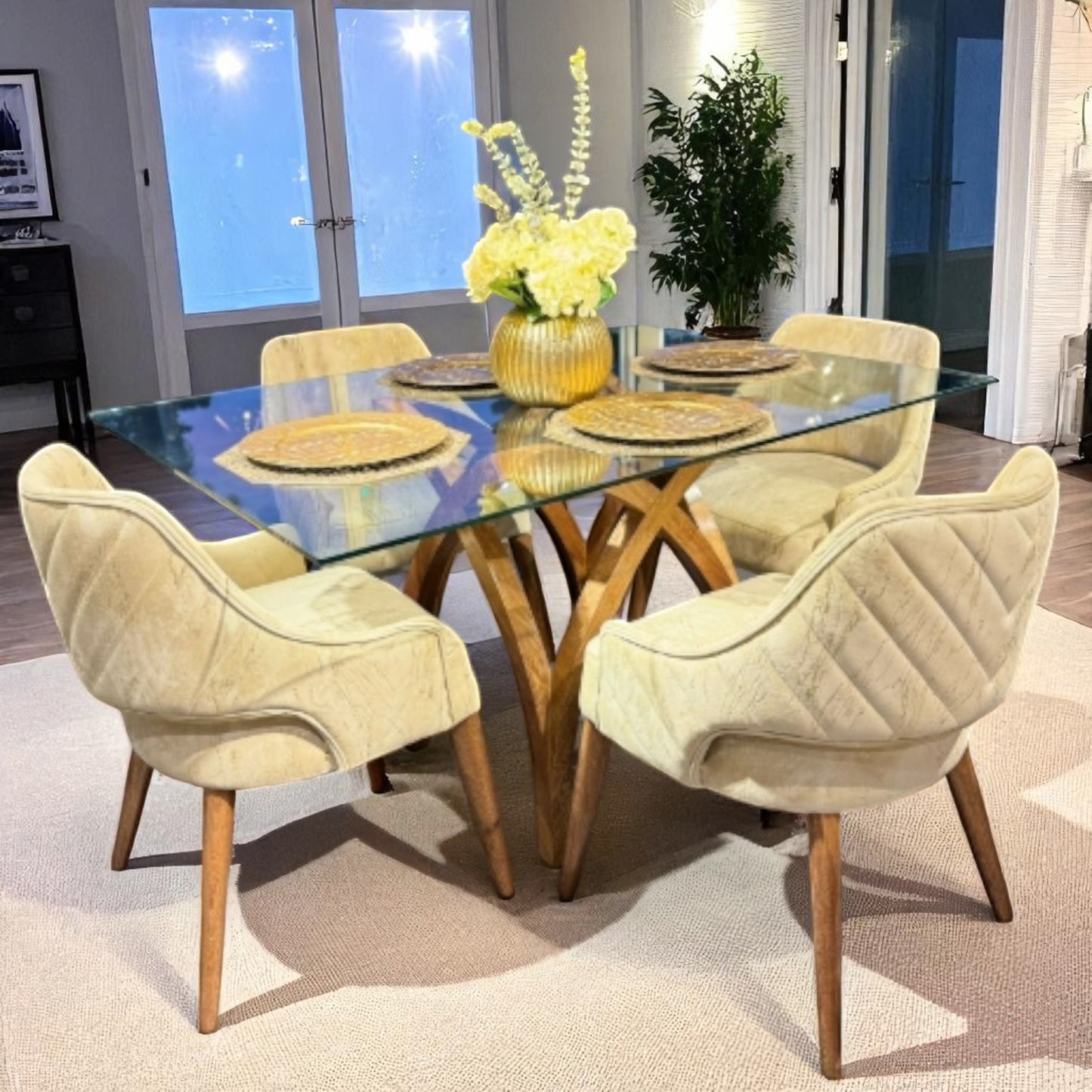 Comedor Luxor con Mesa Estrella – Sofisticación Nórdica y Diseño Escultural