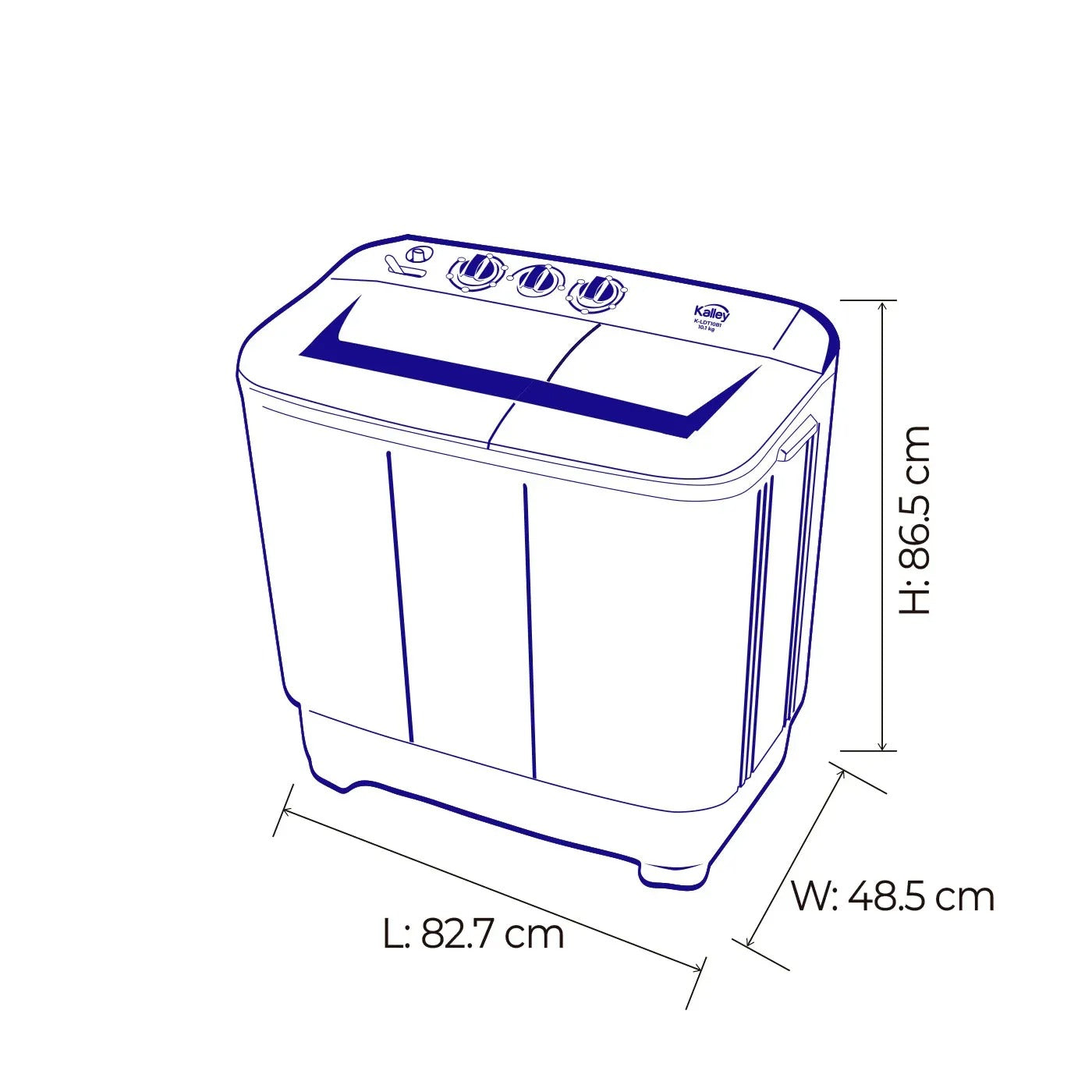Lavadora KALLEY Semi automática Carga Superior 10,1 Kilos K-LDT10B1 Blanca