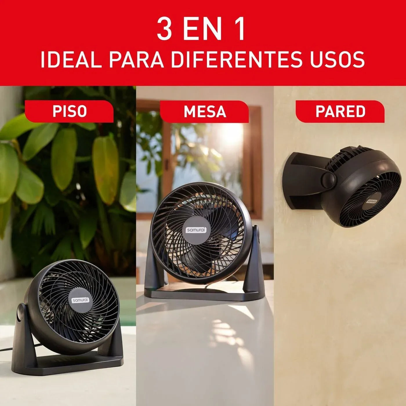 Ventilador SAMURAI Compact Force 3 en 1 Negro