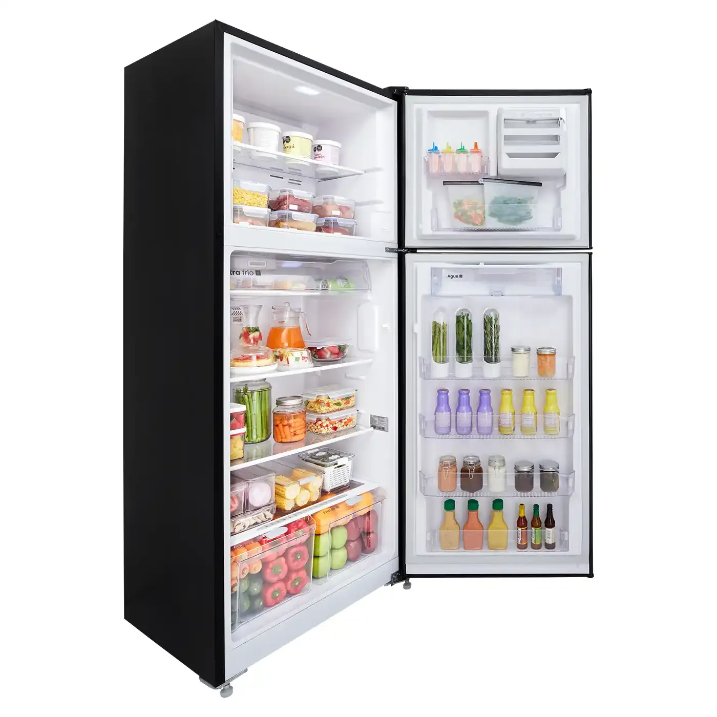 Nevera HACEB No frost Congelador Superior 428 litros N448 Manija Integrada Panel Digital Dispensador de Agua Negro Cósmico