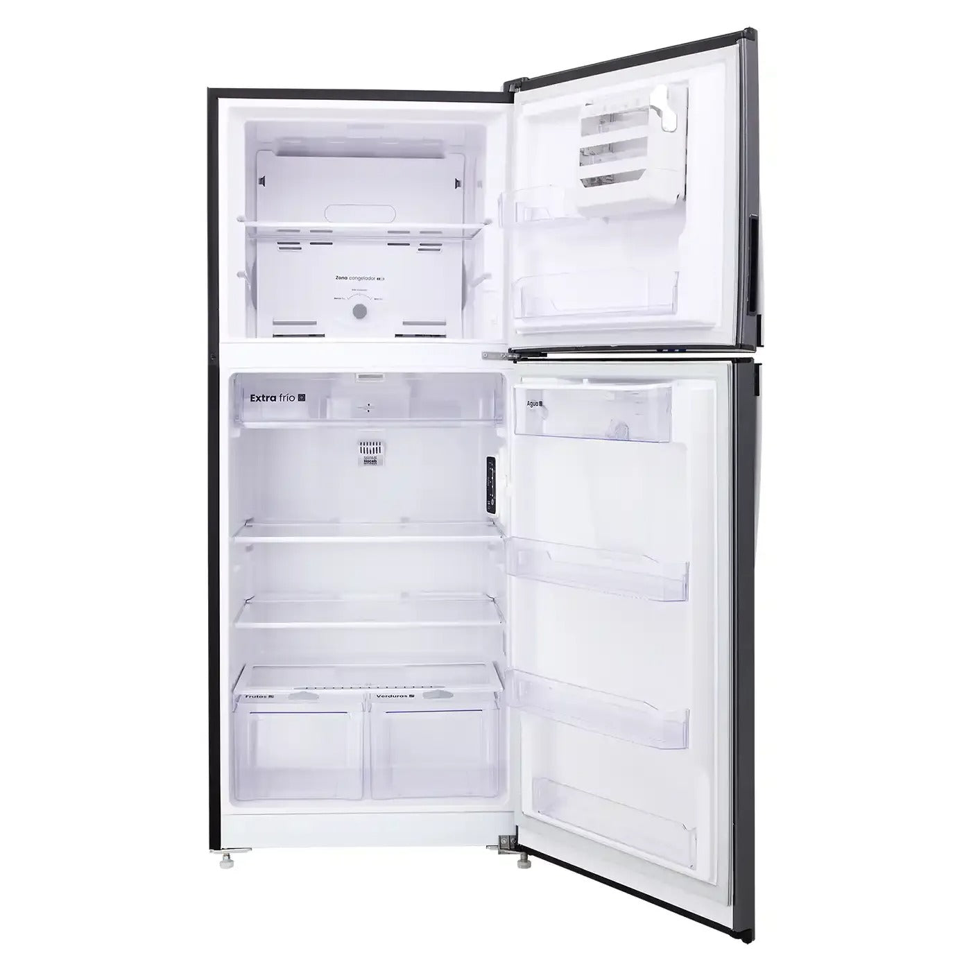 Nevera HACEB No frost Congelador Superior 391 litros N404 Manija Externa Dispensador de Agua Gris Titanio