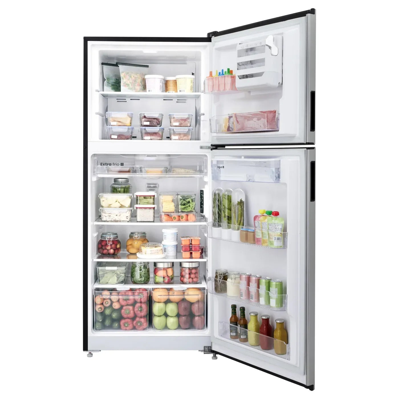 Nevera HACEB No frost Congelador Superior 391 litros N404 Manija Integrada Dispensador de Agua Inox