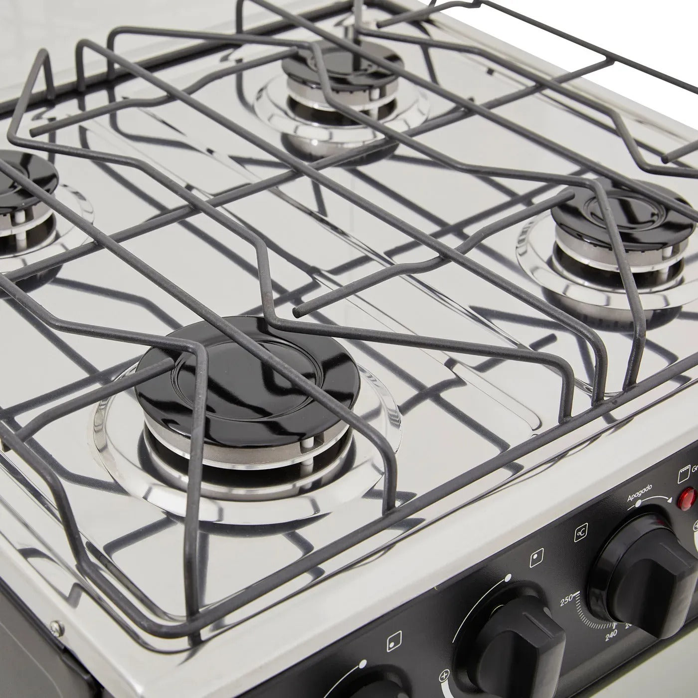 Estufa de Piso HACEB 4 Puestos Con Horno Gas Natural Romero Reflex 50-Vidrio Negro