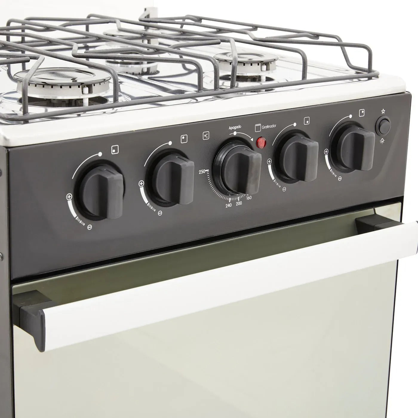 Estufa de Piso HACEB 4 Puestos Con Horno Gas Natural Romero Reflex 50-Vidrio Negro