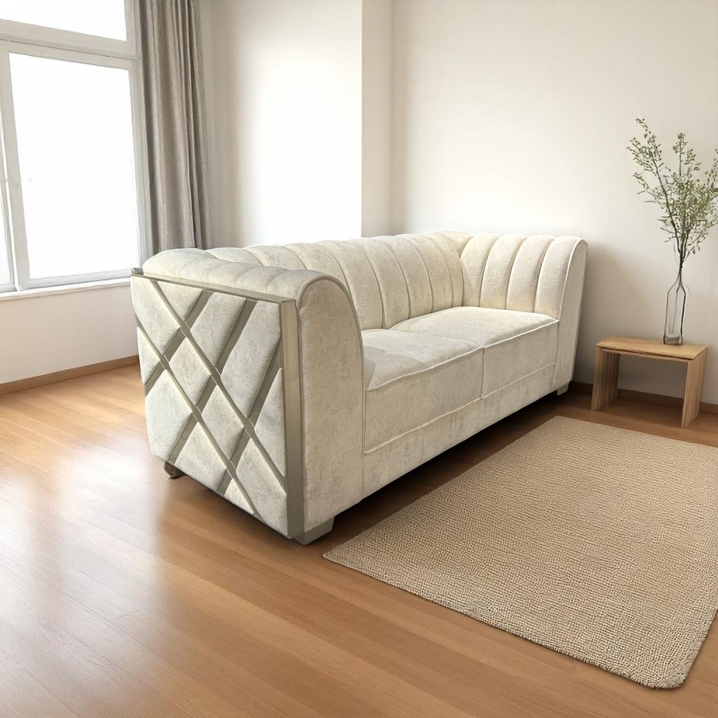 Sofá Vulcano con apliques en Madera – Glamour y Diseño en una Pieza Única