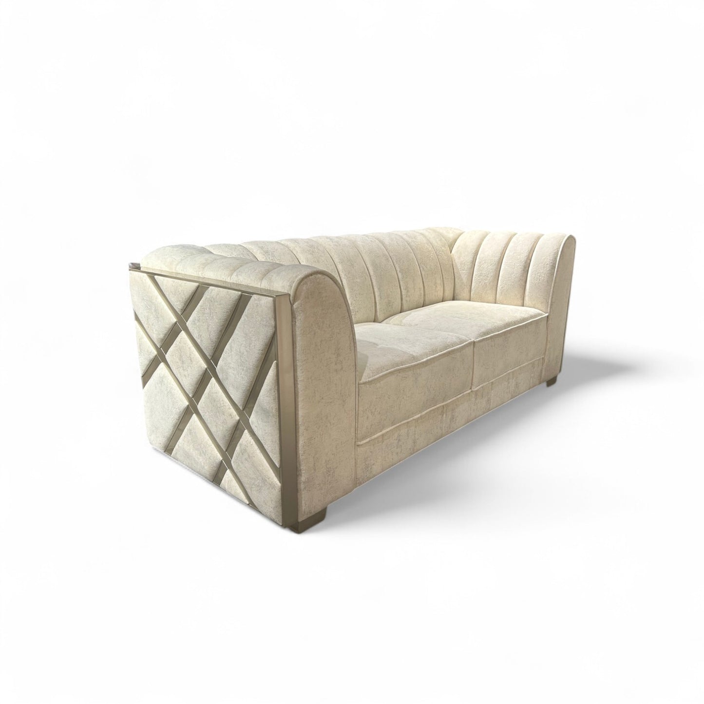 Sofá Vulcano con apliques en Madera – Glamour y Diseño en una Pieza Única