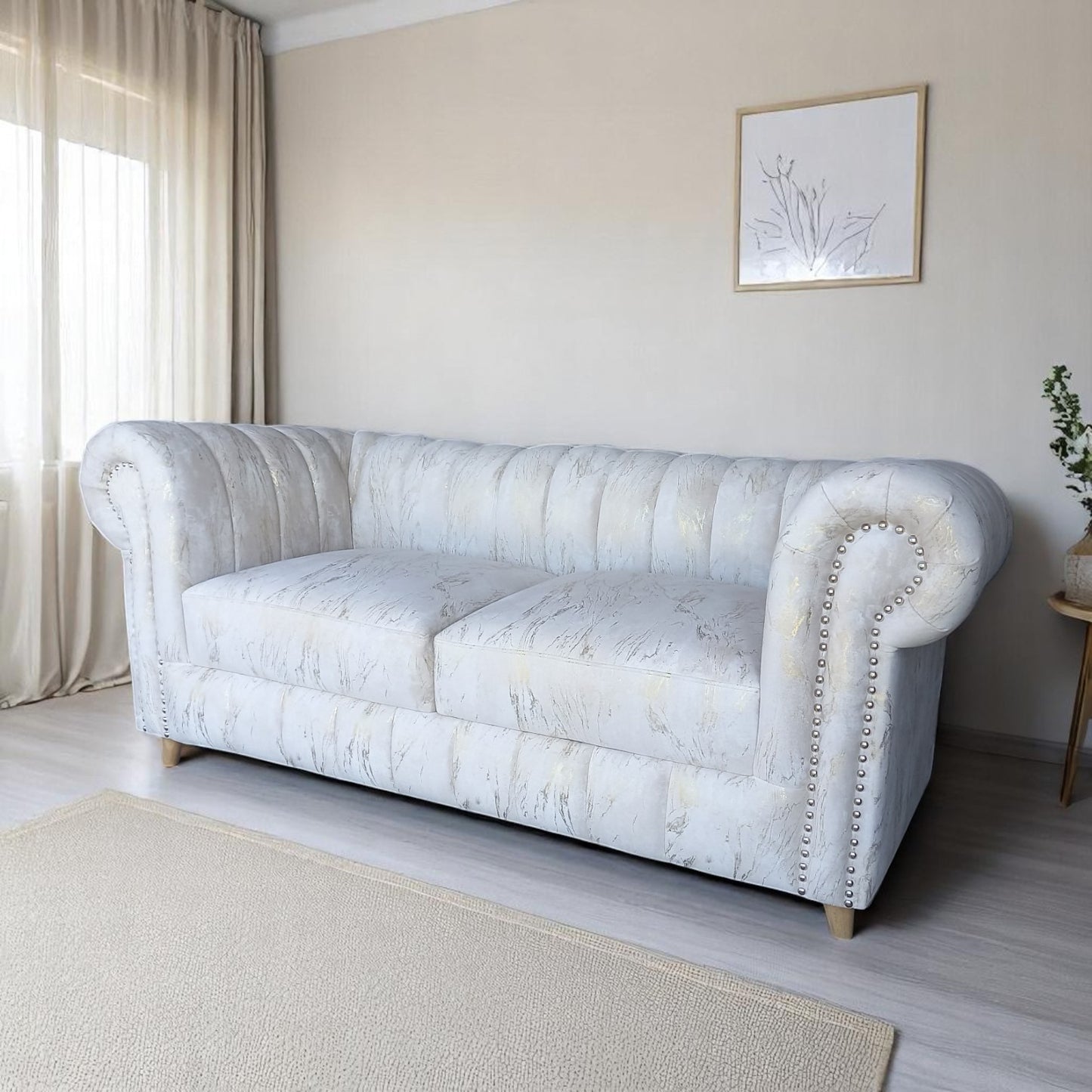 Sofá Chester Acanalado Elegante – Estilo Clásico con Toque Moderno