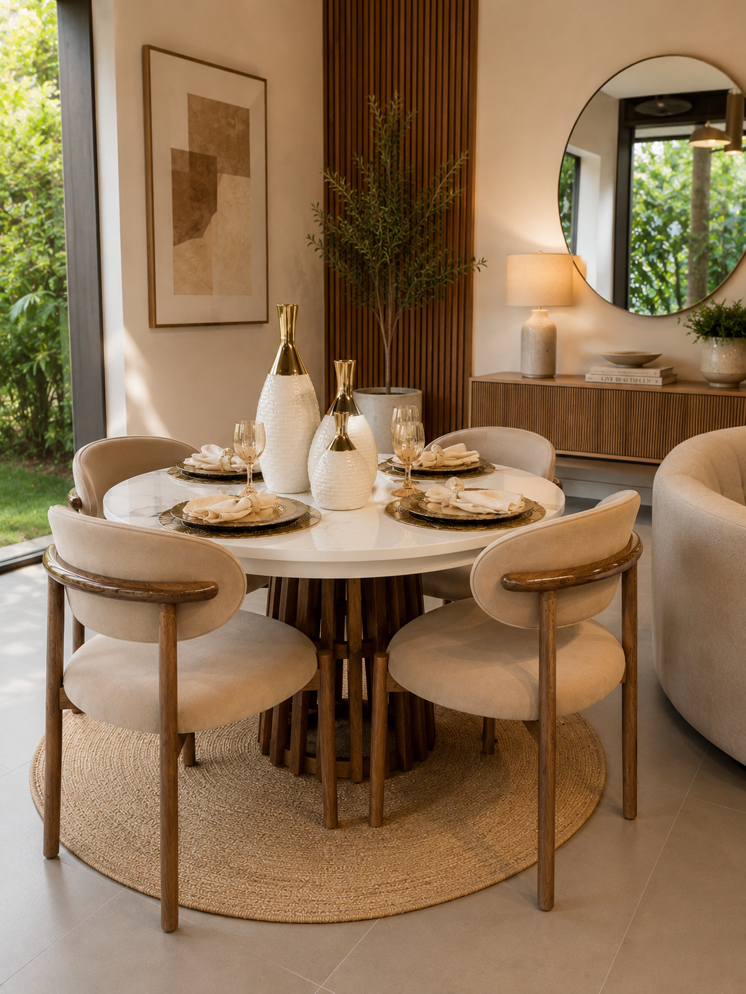 Comedor Nórdico Viena (4 Puestos) | Calidez, Elegancia Contemporánea y Protección Pet Friendly