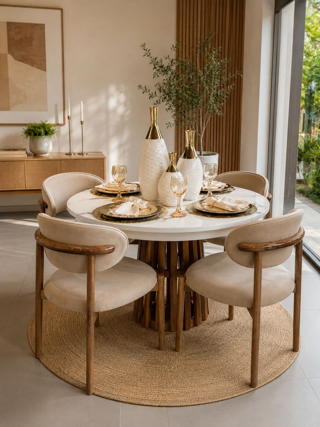 Comedor Nórdico Viena (4 Puestos) | Calidez, Elegancia Contemporánea y Protección Pet Friendly