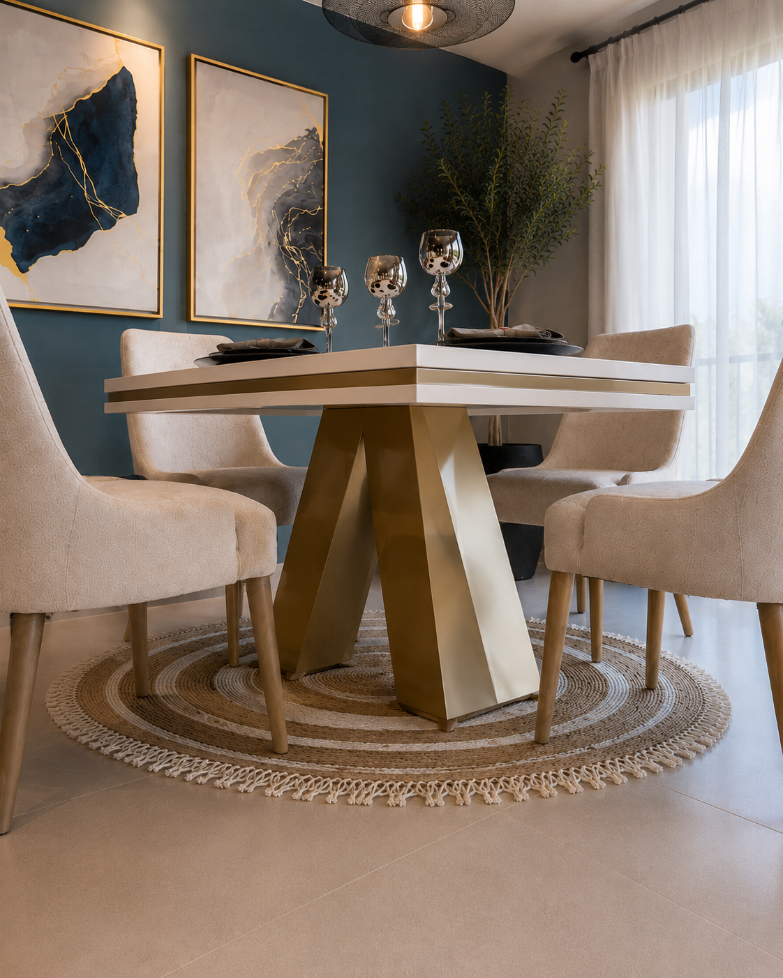 Comedor Luxury Nórdico (4 Puestos) | Elegancia Geométrica