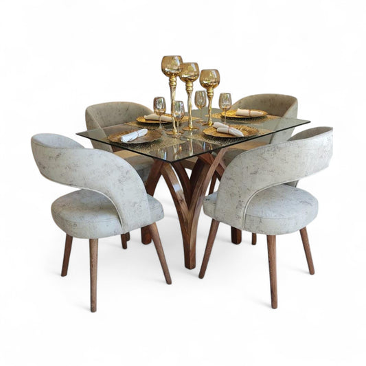 Comedor Grecia con Mesa Estrella – Sofisticación Nórdica y Diseño Escultural