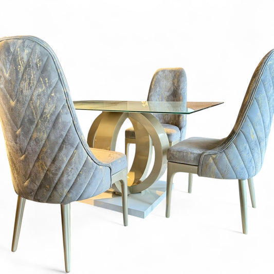 Comedor Miami con Mesa Circular de Lujo – Glamour Moderno en Cada Detalle