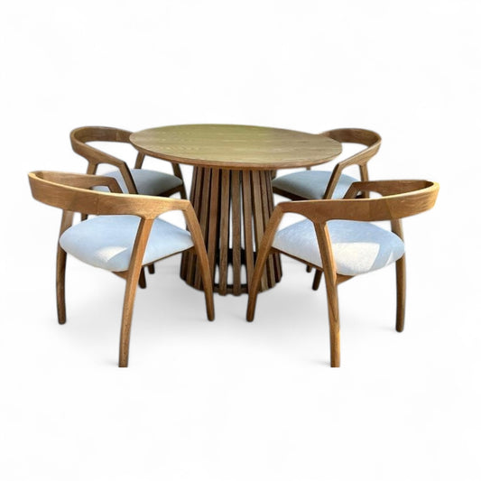 Comedor Milán con Mesa Boreal Redonda – Nórdico, Natural y Funcional