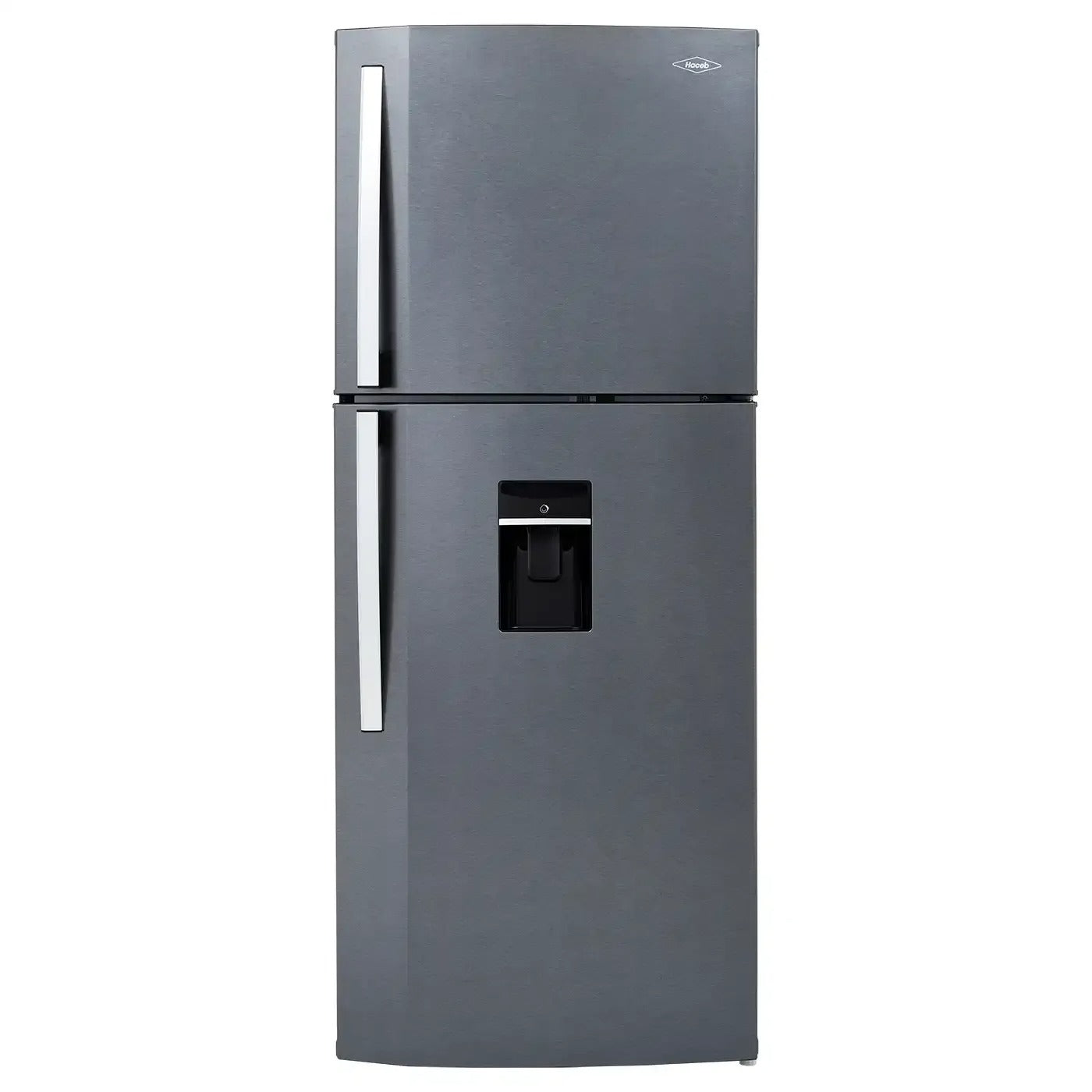 Nevera HACEB No frost Congelador Superior 391 litros N404 Manija Externa Dispensador de Agua Gris Titanio