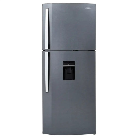 Nevera HACEB No frost Congelador Superior 391 litros N404 Manija Externa Dispensador de Agua Gris Titanio